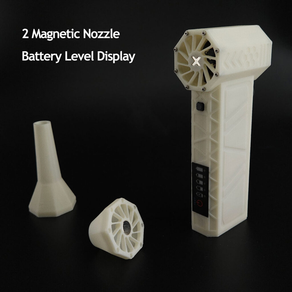 JOEESY Powerful Jet Blower 40T, Rechargeable Turbo Motor Fan, White